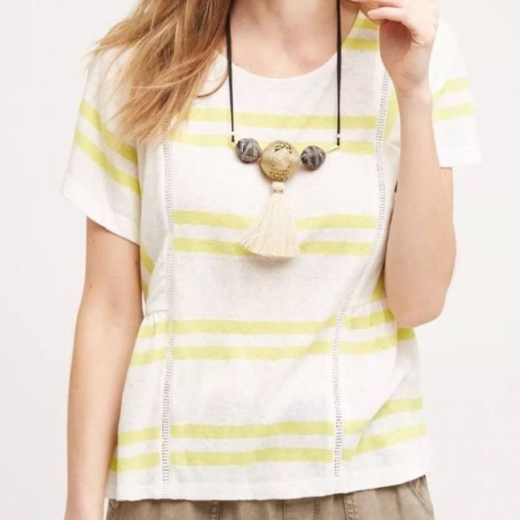 *9-H15 STCL* Yellow Hitch Stripe Shirt Top 0 XS - Picture 1 of 11
